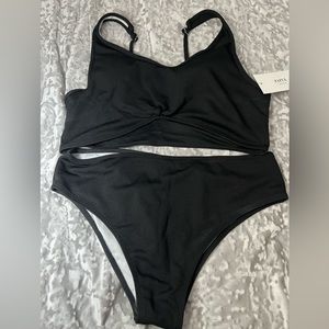 Brand new Knotted Ribbed Plus Size Bikini - Green 2xl